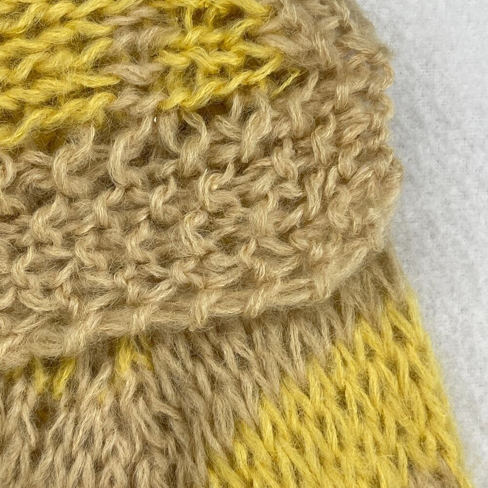 MACY ASSOCIATES Cardigan S Mohair Wool Hand Knitted Striped Button Up Yellow VTG - Picture 7 of 12